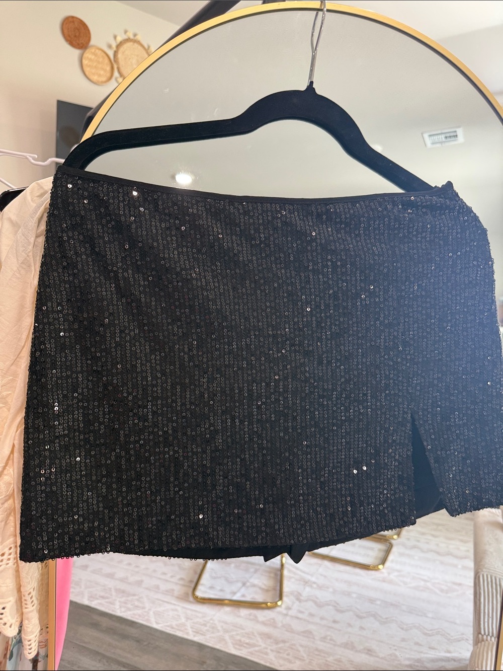 Black Sequin Mini Skort - Elegant Party Skirt